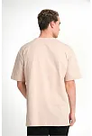 Unisex Düz Biskilet Yaka Oversize T-shirt - Bej