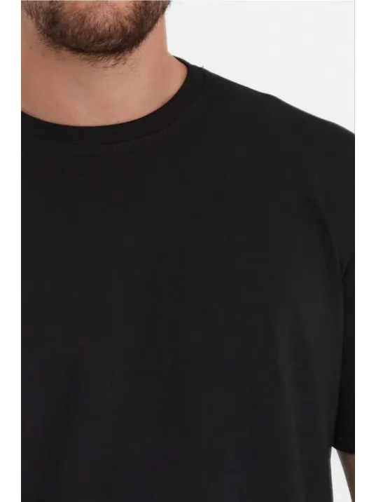 Unisex Düz Biskilet Yaka Oversize T-shirt - Siyah Unisex Düz Biskilet Yaka Oversize T-shirt - Siyah