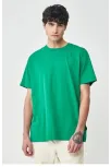 Unisex Düz Biskilet Yaka Oversize T-shirt - Yeşil