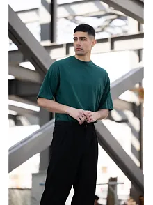 Erkek Düz T-shirt Kısa Kol Bisiklet Yaka Regular Fit Rahat Kalıp Günlük Tişört - Haki