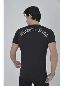 Unisex Göğüs File Aksesuarlı T-shirt - Siyah
