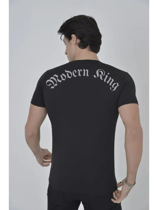 Unisex Göğüs File Aksesuarlı T-shirt - Siyah Unisex Göğüs File Aksesuarlı T-shirt - Siyah