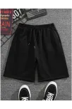 Unisex İki İplik Düz Oversize Şort - Siyah