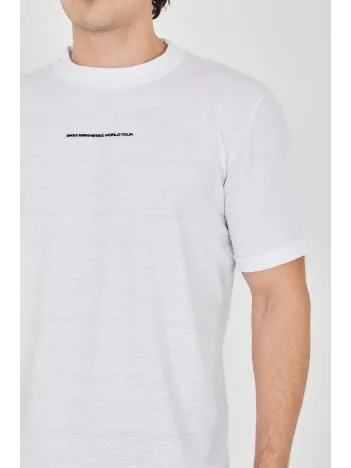 Unisex Jakar Kumaş Slim Fit T-Shirt - Beyaz Unisex Jakar Kumaş Slim Fit T-Shirt - Beyaz