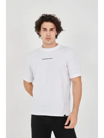 Unisex Jakar Kumaş Slim Fit T-Shirt - Beyaz Unisex Jakar Kumaş Slim Fit T-Shirt - Beyaz