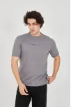 Unisex Jakar Kumaş Slim Fit T-shirt - Boyalı Gri