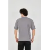 Unisex Jakar Kumaş Rahat Kol T-Shirt - Gri Unisex Jakar Kumaş Rahat Kol T-Shirt - Gri