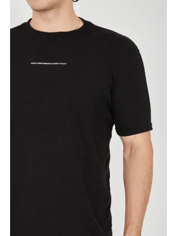 Unisex Jakar Kumaş Slim Fit T-Shirt - Siyah Unisex Jakar Kumaş Slim Fit T-Shirt - Siyah