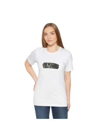 Unisex Kadın Bisiklet Yaka Baskılı T-Shirt - Beyaz Unisex Kadın Bisiklet Yaka Baskılı T-Shirt - Beyaz