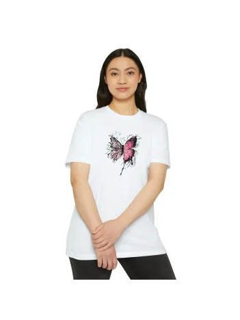 Unisex Kadın Bisiklet Yaka Baskılı T-Shirt - Beyaz Unisex Kadın Bisiklet Yaka Baskılı T-Shirt - Beyaz