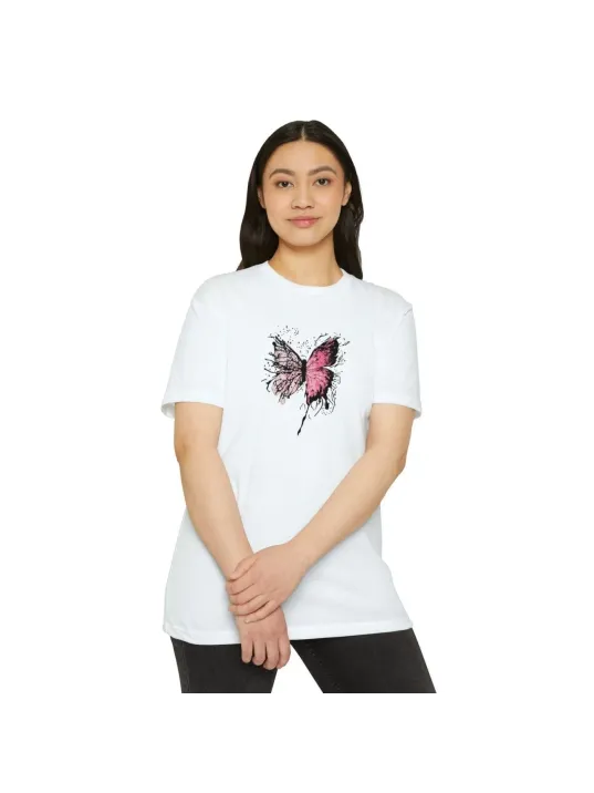 Unisex Kadın Bisiklet Yaka Baskılı T-Shirt - Beyaz Unisex Kadın Bisiklet Yaka Baskılı T-Shirt - Beyaz