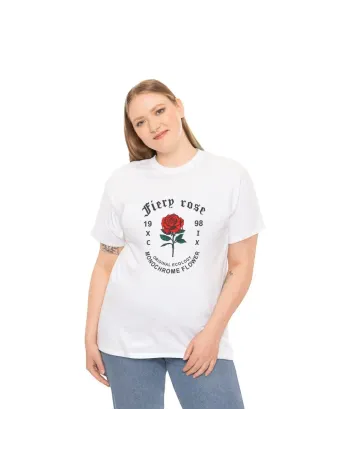 Unisex Kadın Bisiklet Yaka Baskılı T-Shirt - Beyaz Unisex Kadın Bisiklet Yaka Baskılı T-Shirt - Beyaz