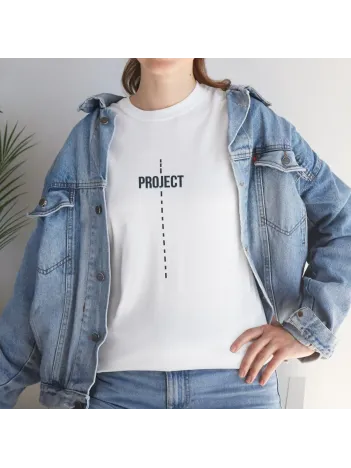 Unisex Kadın Bisiklet Yaka Baskılı T-Shirt - Beyaz Unisex Kadın Bisiklet Yaka Baskılı T-Shirt - Beyaz