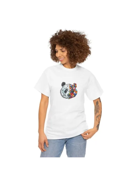 Unisex Kadın Bisiklet Yaka Baskılı T-Shirt - Beyaz Unisex Kadın Bisiklet Yaka Baskılı T-Shirt - Beyaz