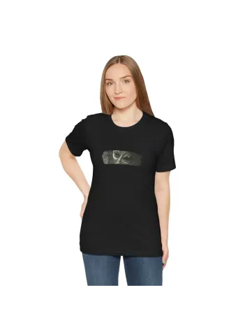 Unisex Kadın Bisiklet Yaka Baskılı T-Shirt - Siyah Unisex Kadın Bisiklet Yaka Baskılı T-Shirt - Siyah