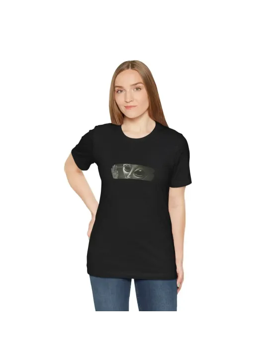 Unisex Kadın Bisiklet Yaka Baskılı T-Shirt - Siyah Unisex Kadın Bisiklet Yaka Baskılı T-Shirt - Siyah