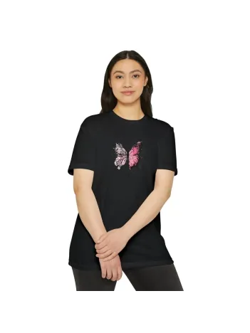 Unisex Kadın Bisiklet Yaka Baskılı T-shirt - Siyah Unisex Kadın Bisiklet Yaka Baskılı T-shirt - Siyah