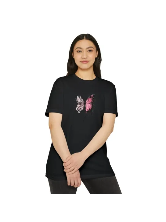 Unisex Kadın Bisiklet Yaka Baskılı T-shirt - Siyah