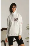 Unisex Kapşonlu Baskılı Sweetshirt - Beyaz Unisex Kapşonlu Baskılı Sweetshirt - Beyaz