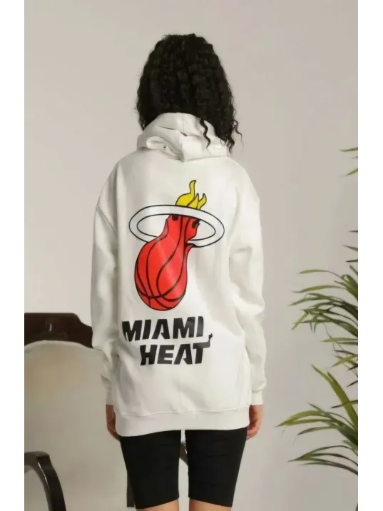 Unisex Kapşonlu Baskılı Sweetshirt - Beyaz Unisex Kapşonlu Baskılı Sweetshirt - Beyaz