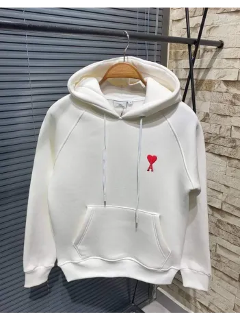 Unisex Kapşonlu Baskılı Sweetshirt - Beyaz Unisex Kapşonlu Baskılı Sweetshirt - Beyaz