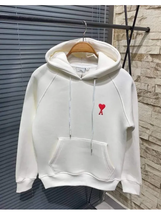 Unisex Kapşonlu Baskılı Sweetshirt - Beyaz Unisex Kapşonlu Baskılı Sweetshirt - Beyaz