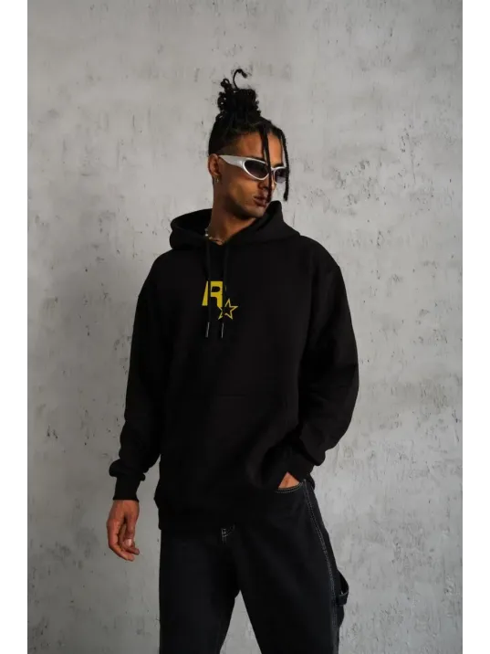 Unisex Kapşonlu Baskılı Sweetshirt - Siyah Unisex Kapşonlu Baskılı Sweetshirt - Siyah