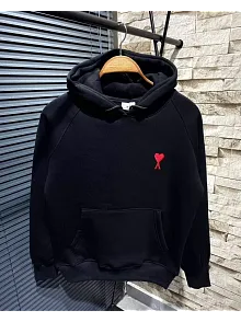 Unisex Kapşonlu Baskılı Sweetshirt - Siyah