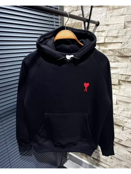 Unisex Kapşonlu Baskılı Sweetshirt - Siyah Unisex Kapşonlu Baskılı Sweetshirt - Siyah