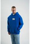 Unisex Kapşonlu Uzun Kol Patchli Nakışlı Sweatshirt - Mavi