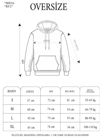 Double Oversize Kapşonlu Nakışlı SweatShirt - Füme Double Oversize Kapşonlu Nakışlı SweatShirt - Füme
