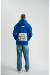 Unisex Kapşonlu Uzun Kol Patchli Nakışlı Sweatshirt - Mavi
