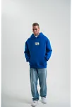 Unisex Kapşonlu Uzun Kol Patchli Nakışlı Sweatshirt - Mavi