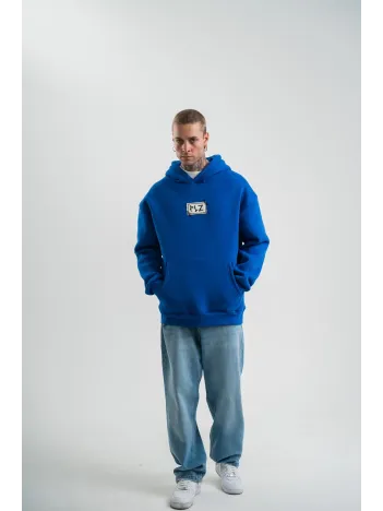 Unisex Kapşonlu Uzun Kol Patchli Nakışlı SweatShirt - Mavi Unisex Kapşonlu Uzun Kol Patchli Nakışlı SweatShirt - Mavi