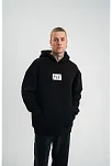 Unisex Kapşonlu Uzun Kol Patchli Nakışlı Sweatshirt - Siyah