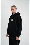 Unisex Kapşonlu Uzun Kol Patchli Nakışlı Sweatshirt - Siyah