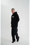 Unisex Kapşonlu Uzun Kol Patchli Nakışlı Sweatshirt - Siyah
