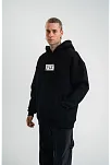 Unisex Kapşonlu Uzun Kol Patchli Nakışlı Sweatshirt - Siyah