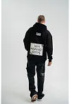 Unisex Kapşonlu Uzun Kol Patchli Nakışlı Sweatshirt - Siyah