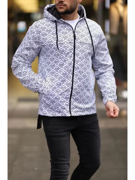 Unisex Kapüşonlu İçi Astarlı Yağmurluk - Beyaz Unisex Kapüşonlu İçi Astarlı Yağmurluk - Beyaz