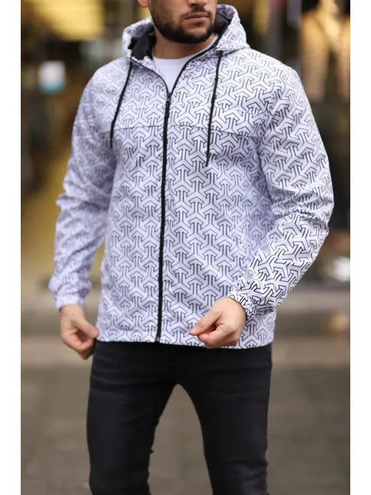 Unisex Kapüşonlu İçi Astarlı Yağmurluk - Beyaz Unisex Kapüşonlu İçi Astarlı Yağmurluk - Beyaz