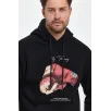 Unisex Kapüşonlu Üç İplik Oversize Baskılı Sweatshirt - Siyah Unisex Kapüşonlu Üç İplik Oversize Baskılı Sweatshirt - Siyah