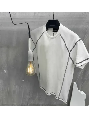 Unisex Karoyaka Dikişli Oversize T-Shirt - Beyaz Unisex Karoyaka Dikişli Oversize T-Shirt - Beyaz