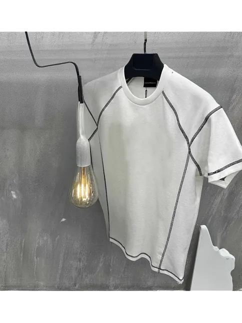 Unisex Karoyaka Dikişli Oversize T-shirt - Beyaz