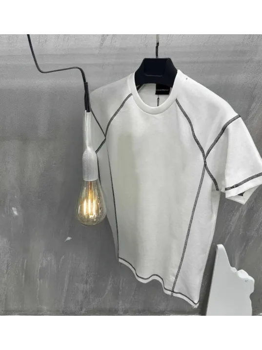 Unisex Karoyaka Dikişli Oversize T-Shirt - Beyaz Unisex Karoyaka Dikişli Oversize T-Shirt - Beyaz