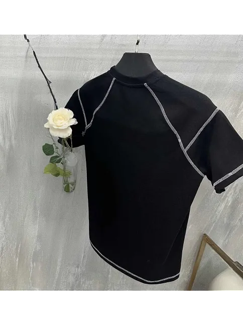 Unisex Karoyaka Dikişli Oversize T-shirt - Siyah