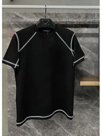 Unisex Karoyaka Dikişli Oversize T-Shirt - Siyah Unisex Karoyaka Dikişli Oversize T-Shirt - Siyah