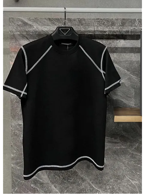 Unisex Karoyaka Dikişli Oversize T-shirt - Siyah