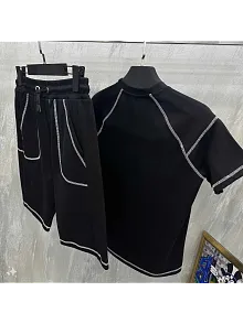 Unisex Karoyaka Dikişli Şortlu Takım - Siyah