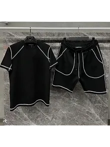 Unisex Karoyaka Dikişli Şortlu Takım - Siyah